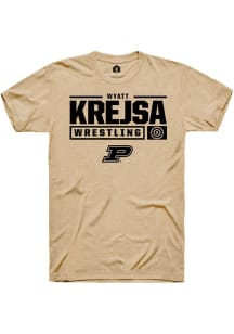 Wyatt Krejsa Gold Purdue Boilermakers NIL Stacked Box Short Sleeve T Shirt