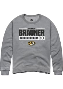 Monica Brauner  Rally Missouri Tigers Mens Grey NIL Stacked Box Long Sleeve Crew Sweatshirt