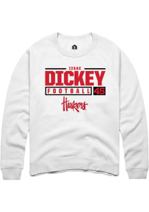 Izaac Dickey Rally Mens White Nebraska Cornhuskers NIL Stacked Box Crew Sweatshirt