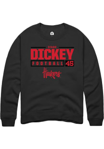 Izaac Dickey Rally Mens Black Nebraska Cornhuskers NIL Stacked Box Crew Sweatshirt