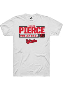 Skyler Pierce White Nebraska Cornhuskers NIL Stacked Box Short Sleeve T Shirt