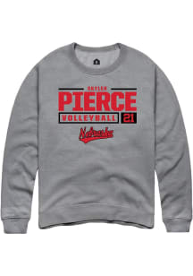 Skyler Pierce Rally Mens Graphite Nebraska Cornhuskers NIL Stacked Box Crew Sweatshirt