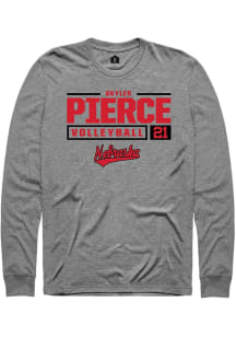 Skyler Pierce Rally Mens Graphite Nebraska Cornhuskers NIL Stacked Box Tee
