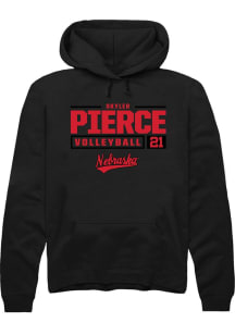 Skyler Pierce Rally Mens Black Nebraska Cornhuskers NIL Stacked Box Hooded Sweatshirt