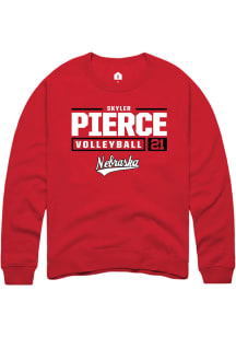 Skyler Pierce Rally Mens Red Nebraska Cornhuskers NIL Stacked Box Crew Sweatshirt