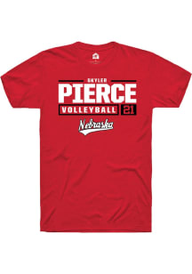 Skyler Pierce Red Nebraska Cornhuskers NIL Stacked Box Short Sleeve T Shirt