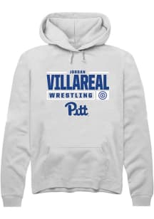 Jordan Villareal Rally Mens White Pitt Panthers NIL Stacked Box Design Hooded Sweatshirt