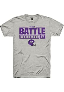 Trent Battle  TCU Horned Frogs Ash Rally NIL Stacked Box Short Sleeve T Shirt