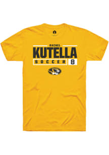 Rachel Kutella  Missouri Tigers Gold Rally NIL Stacked Box Short Sleeve T Shirt