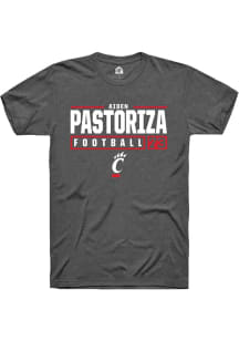 Aiden Pastoriza Dark Grey Cincinnati Bearcats NIL Stacked Box Short Sleeve T Shirt