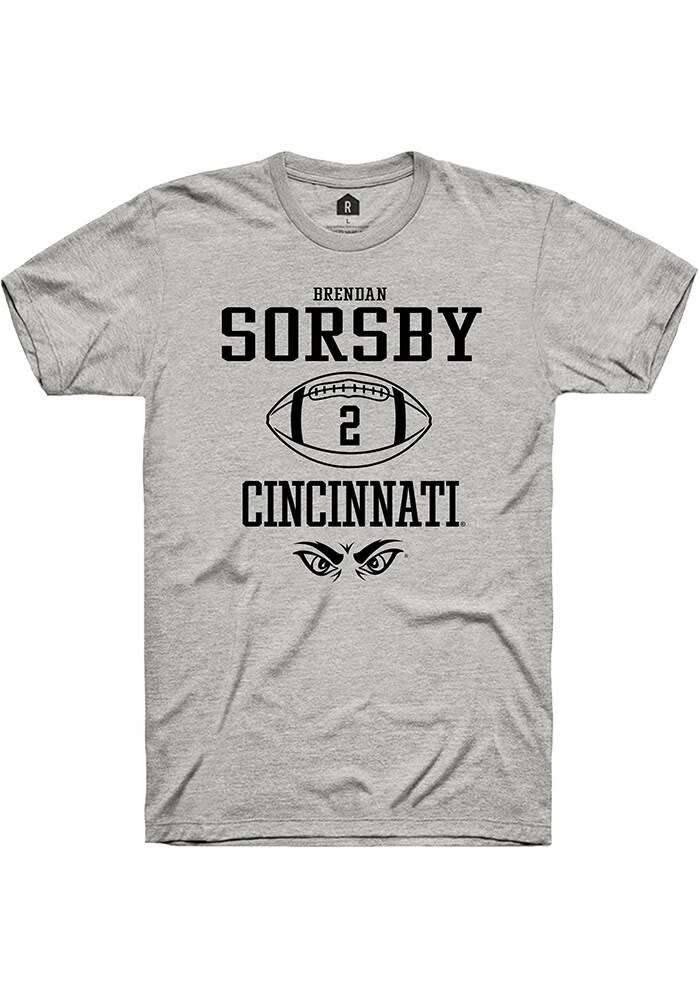 Brendan Sorsby  Cincinnati Bearcats Ash Rally NIL Sport Icon Short Sleeve T Shirt