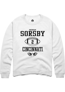 Brendan Sorsby  Rally Cincinnati Bearcats Mens White NIL Sport Icon Long Sleeve Crew Sweatshirt