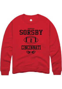 Brendan Sorsby  Rally Cincinnati Bearcats Mens Red NIL Sport Icon Long Sleeve Crew Sweatshirt