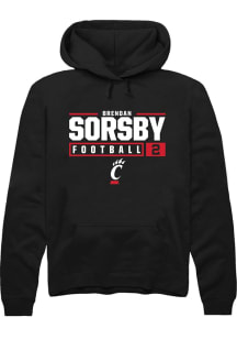 Brendan Sorsby  Rally Cincinnati Bearcats Mens Black NIL Stacked Box Long Sleeve Hoodie