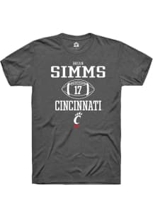 Brian Simms Dark Grey Cincinnati Bearcats NIL Sport Icon Short Sleeve T Shirt