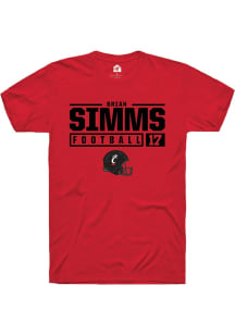 Brian Simms Red Cincinnati Bearcats NIL Stacked Box Short Sleeve T Shirt