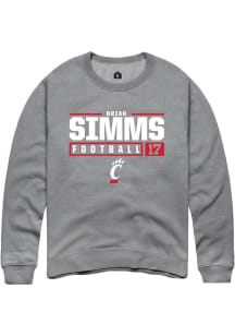 Brian Simms  Rally Cincinnati Bearcats Mens Graphite NIL Stacked Box Long Sleeve Crew Sweatshirt