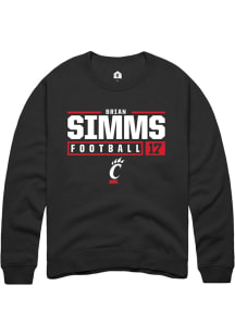 Brian Simms  Rally Cincinnati Bearcats Mens Black NIL Stacked Box Long Sleeve Crew Sweatshirt