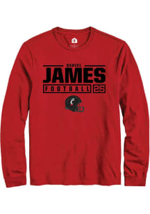 Daniel James  Cincinnati Bearcats Red Rally NIL Stacked Box Long Sleeve T Shirt