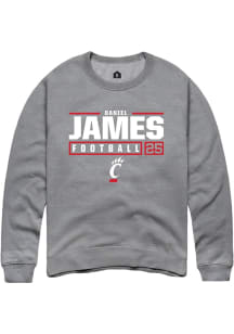 Daniel James  Rally Cincinnati Bearcats Mens Graphite NIL Stacked Box Long Sleeve Crew Sweatshir..