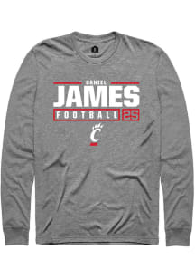 Daniel James  Cincinnati Bearcats Graphite Rally NIL Stacked Box Long Sleeve T Shirt