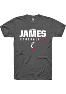 Daniel James  Cincinnati Bearcats Dark Grey Rally NIL Stacked Box Short Sleeve T Shirt