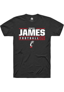 Daniel James  Cincinnati Bearcats Black Rally NIL Stacked Box Short Sleeve T Shirt