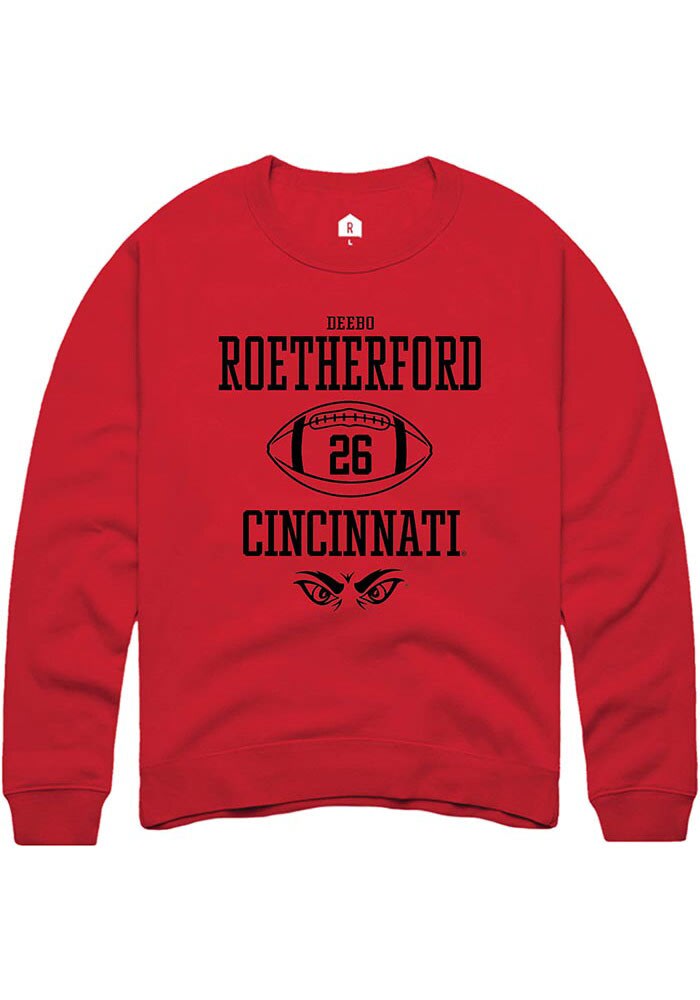 Deebo Roetherford  Rally Cincinnati Bearcats Mens Red NIL Sport Icon Long Sleeve Crew Sweatshirt