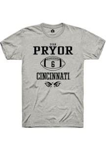 Evan Pryor  Cincinnati Bearcats Ash Rally NIL Sport Icon Short Sleeve T Shirt