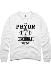 Evan Pryor  Rally Cincinnati Bearcats Mens White NIL Sport Icon Long Sleeve Crew Sweatshirt