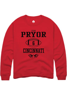 Evan Pryor  Rally Cincinnati Bearcats Mens Red NIL Sport Icon Long Sleeve Crew Sweatshirt