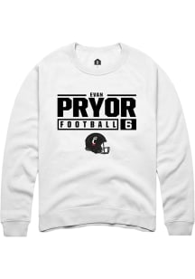 Evan Pryor  Rally Cincinnati Bearcats Mens White NIL Stacked Box Long Sleeve Crew Sweatshirt