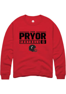 Evan Pryor  Rally Cincinnati Bearcats Mens Red NIL Stacked Box Long Sleeve Crew Sweatshirt