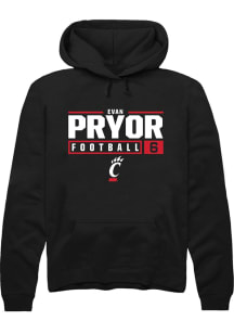 Evan Pryor  Rally Cincinnati Bearcats Mens Black NIL Stacked Box Long Sleeve Hoodie