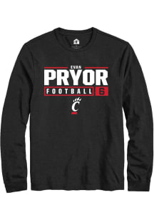 Evan Pryor  Cincinnati Bearcats Black Rally NIL Stacked Box Long Sleeve T Shirt