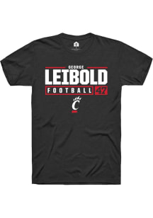 George Leibold  Cincinnati Bearcats Black Rally NIL Stacked Box Short Sleeve T Shirt