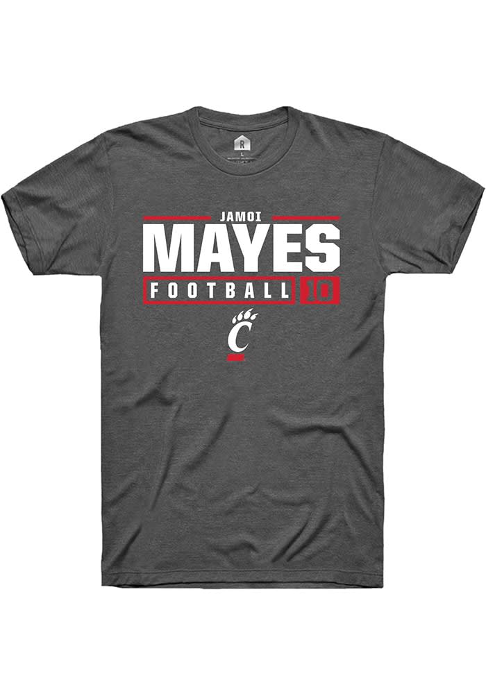 Jamoi Mayes  Cincinnati Bearcats Dark Grey Rally NIL Stacked Box Short Sleeve T Shirt