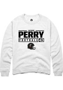 Jayden Perry  Rally Cincinnati Bearcats Mens White NIL Stacked Box Long Sleeve Crew Sweatshirt