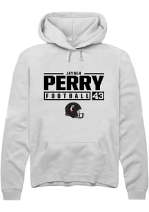 Jayden Perry  Rally Cincinnati Bearcats Mens White NIL Stacked Box Long Sleeve Hoodie