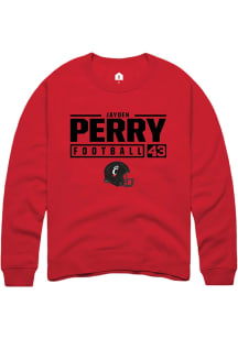 Jayden Perry  Rally Cincinnati Bearcats Mens Red NIL Stacked Box Long Sleeve Crew Sweatshirt