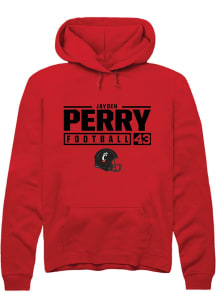 Jayden Perry  Rally Cincinnati Bearcats Mens Red NIL Stacked Box Long Sleeve Hoodie