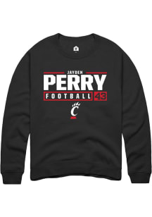 Jayden Perry  Rally Cincinnati Bearcats Mens Black NIL Stacked Box Long Sleeve Crew Sweatshirt