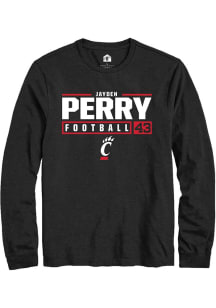 Jayden Perry  Cincinnati Bearcats Black Rally NIL Stacked Box Long Sleeve T Shirt