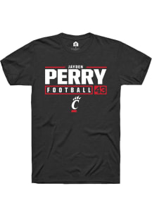 Jayden Perry  Cincinnati Bearcats Black Rally NIL Stacked Box Short Sleeve T Shirt