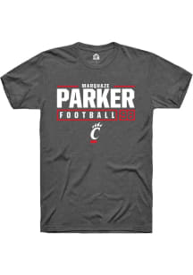 Marquazd Parker Dark Grey Cincinnati Bearcats NIL Stacked Box Short Sleeve T Shirt