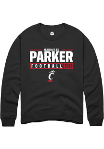 Marquazd Parker Rally Mens Black Cincinnati Bearcats NIL Stacked Box Crew Sweatshirt