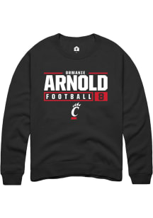 Ormanie Arnold  Rally Cincinnati Bearcats Mens Black NIL Stacked Box Long Sleeve Crew Sweatshirt