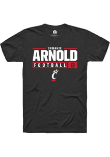 Ormanie Arnold  Cincinnati Bearcats Black Rally NIL Stacked Box Short Sleeve T Shirt