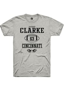 Zachary Clarke  Cincinnati Bearcats Ash Rally NIL Sport Icon Short Sleeve T Shirt