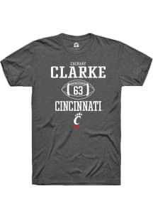 Zachary Clarke  Cincinnati Bearcats Dark Grey Rally NIL Sport Icon Short Sleeve T Shirt